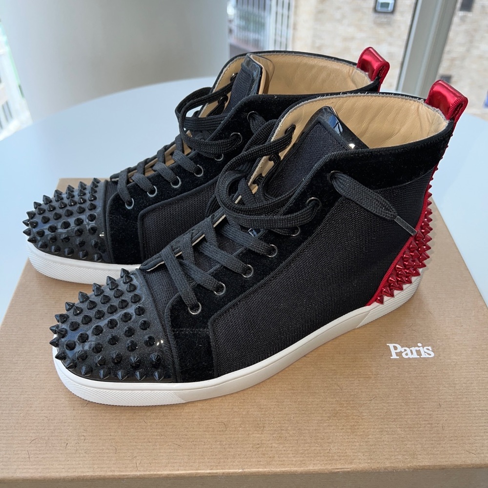 Christian Louboutin High Top Sneakers Shoes Spike Red 20SS Men EU 41 Protecter